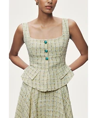 Nocturne Women's Plaid Square Neck Peplum Bustier