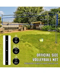 Sugift Portable Volleyball Net System with Adjustable Height Steel Poles Pvc Volleyball Pump Carrying Bag
