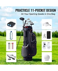 Sugift 14-Way Organizer Divider Top 35in 11 Pocket Golf Cart Bag with Stand Dual Strap Dust Cover