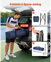 Sugift 2-in-1 Tennis Pickleball Hopper with Pickup Tube Foldable Basket Cart Holds 150 or 260 Balls