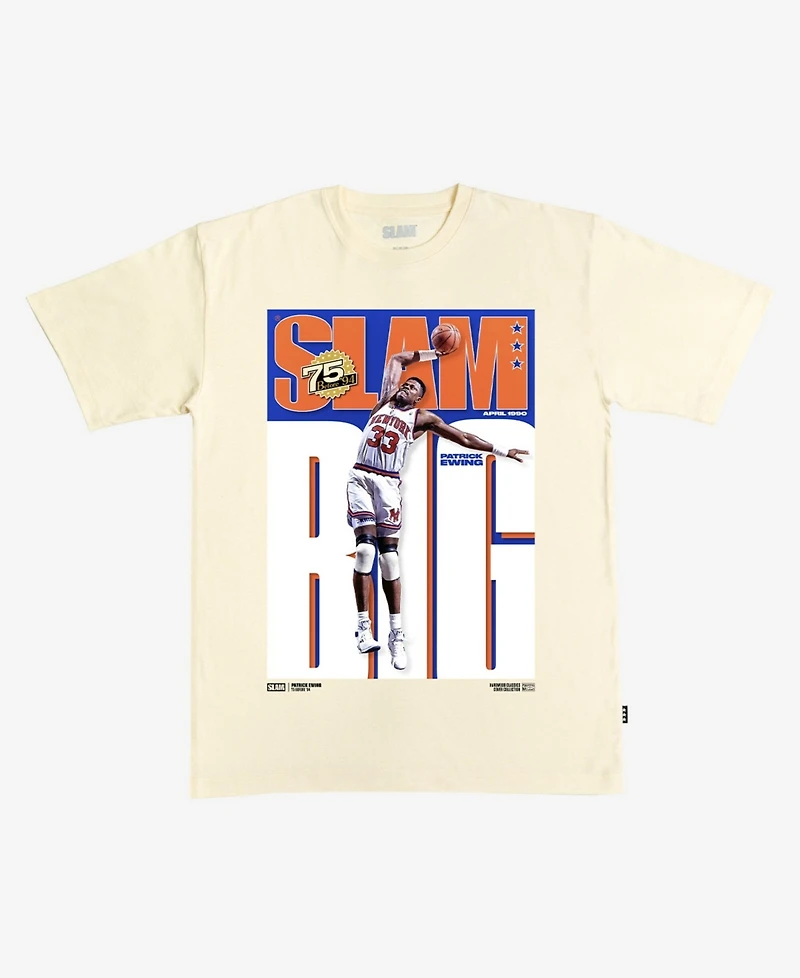 Slam Men's and Women's Patrick Ewing Cream New York Knicks Hardwood Classics Cover T-Shirt