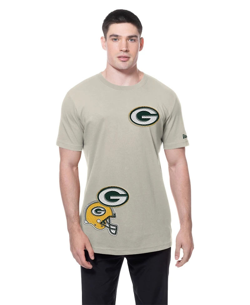 New Era Men's Light Beige Green Bay Packers Multi Patch T-Shirt