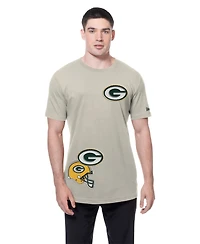New Era Men's Light Beige Green Bay Packers Multi Patch T-Shirt
