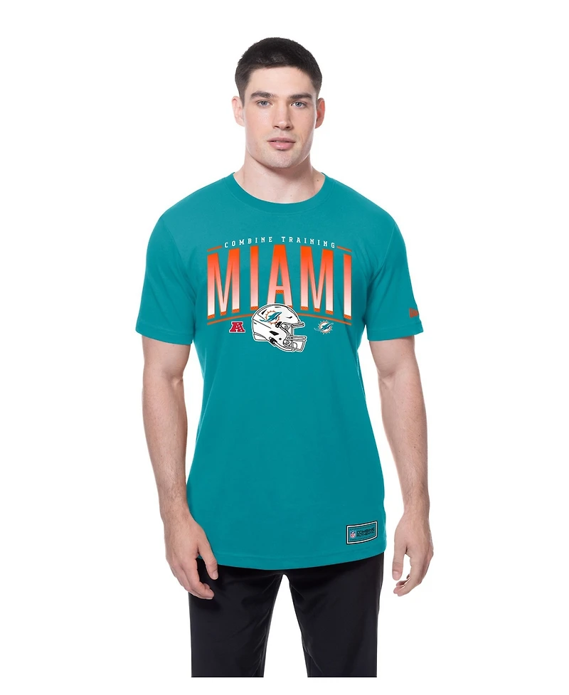 New Era Men's Aqua Miami Dolphins Combine Authentic Training Throwback T-Shirt