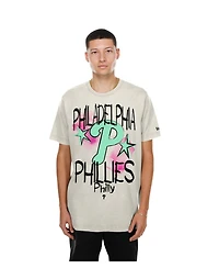 New Era Men's Cream Philadelphia Phillies Lifestyle Punk Core T-Shirt