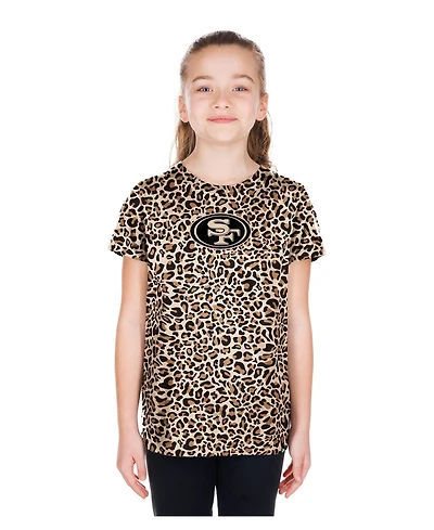 New Era Big Girls Tan San Francisco 49ers Mom Me Leopard T-Shirt