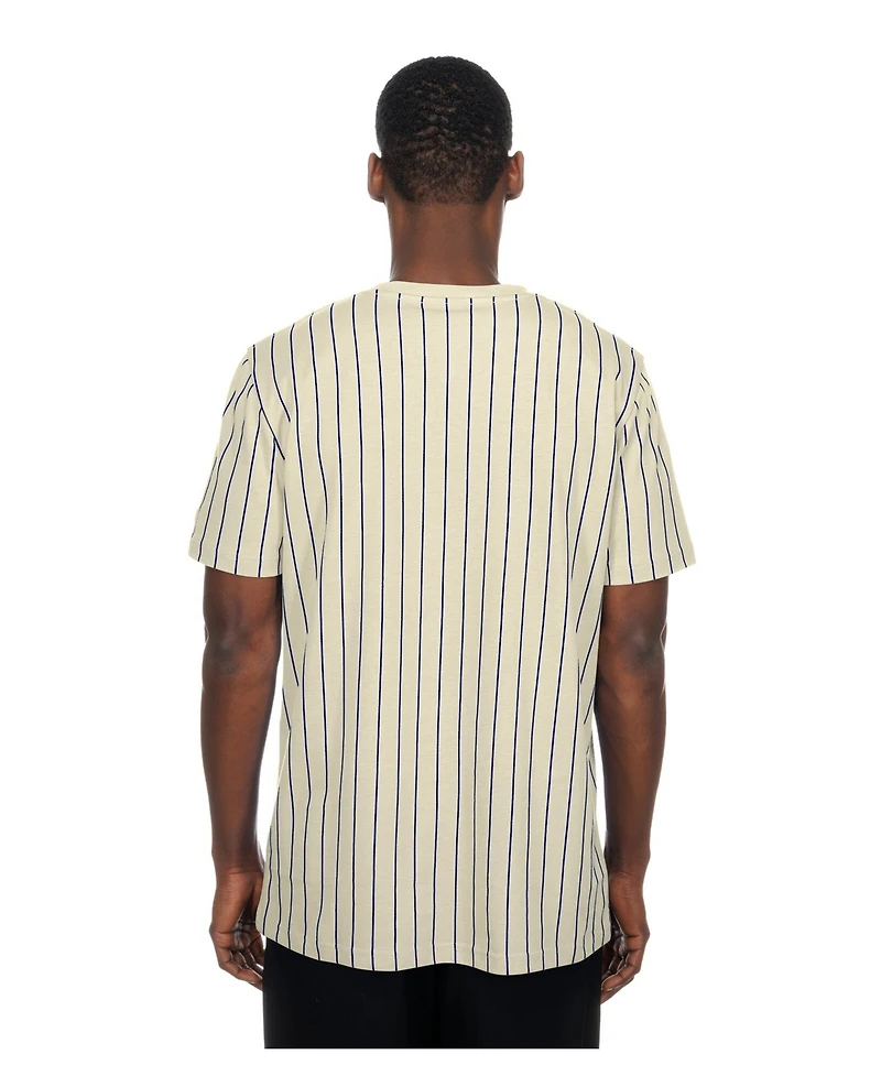 New Era Men's Cream York Mets Throwback Meshback Pinstripe T-Shirt