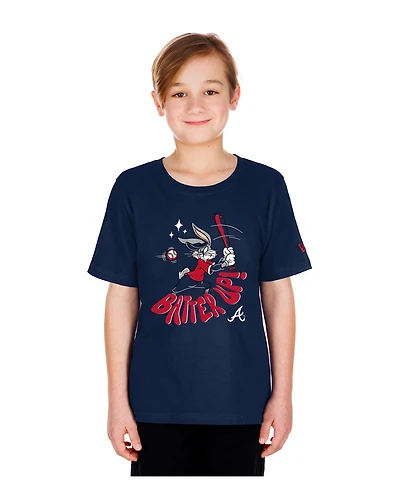 New Era Big Boys and Girls Navy Atlanta Braves Looney Tunes T-Shirt