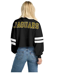 Spirit Jersey Women's Jacksonville Jaguars Oversized Cropped Long-Sleeve T-Shirt