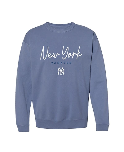Soft As A Grape Women's New York Yankees Pigment-Dye Graphic Relaxed-Fit Crewneck Sweatshirt