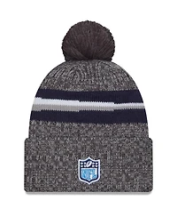 New Era Men's Gray Tennessee Titans 2023 Sideline Sport Cuffed Pom Knit Hat