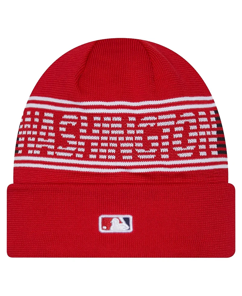 New Era Men's Red Washington Nationals Authentic Collection Cuffed Knit Hat