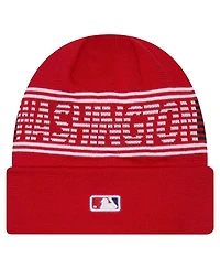 New Era Men's Red Washington Nationals Authentic Collection Cuffed Knit Hat