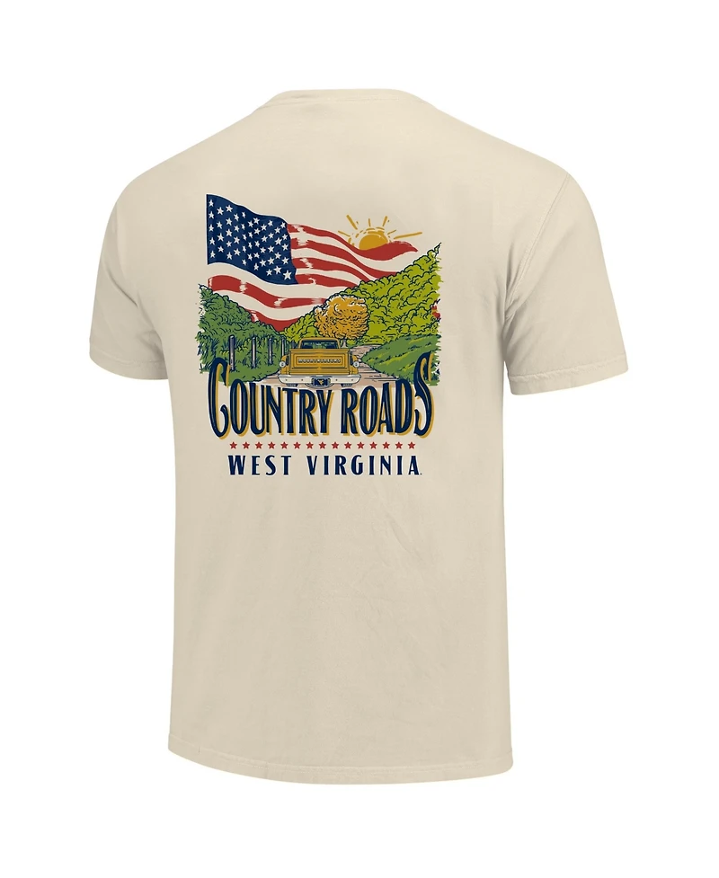 Image One Men's Cream West Virginia Mountaineers Country Roads Americana Comfort Colors T-Shirt