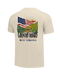 Image One Men's Cream West Virginia Mountaineers Country Roads Americana Comfort Colors T-Shirt
