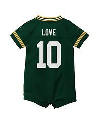 Nike Baby Boys and Girls Jordan Love Green Bay Packers Game Romper Jersey