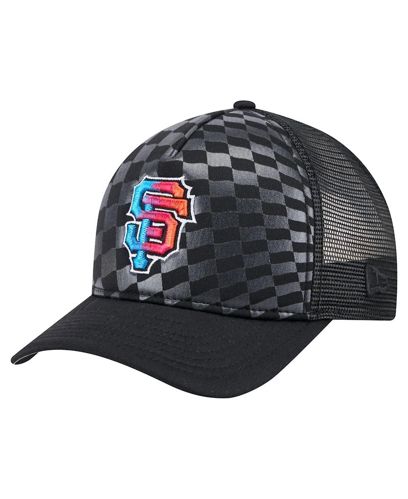 New Era Men's Black San Francisco Giants Gradient 9FORTY A-Frame M-Crown Trucker Adjustable Hat