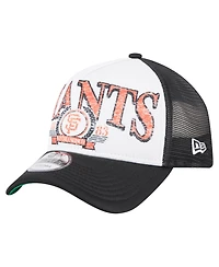 New Era Men's Black San Francisco Giants Distressed 9FORTY A-Frame Adjustable Trucker Hat