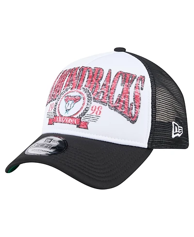 New Era Men's Black Arizona Diamondbacks Distressed 9FORTY A-Frame Adjustable Trucker Hat