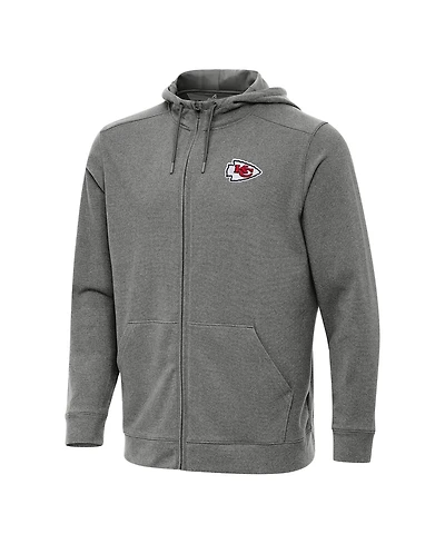 Antigua Men's Heather Black Kansas City Chiefs Effortless Full-Zip Hoodie