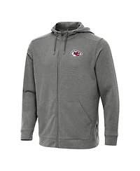 Antigua Men's Heather Black Kansas City Chiefs Effortless Full-Zip Hoodie