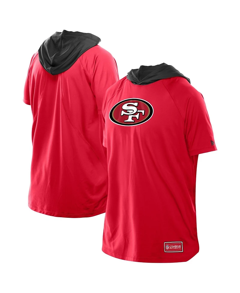 New Era Men's Scarlet San Francisco 49ers Combine Authentic Hooded Raglan Short-Sleeve T-Shirt