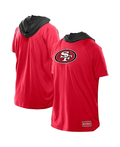 New Era Men's Scarlet San Francisco 49ers Combine Authentic Hooded Raglan Short-Sleeve T-Shirt