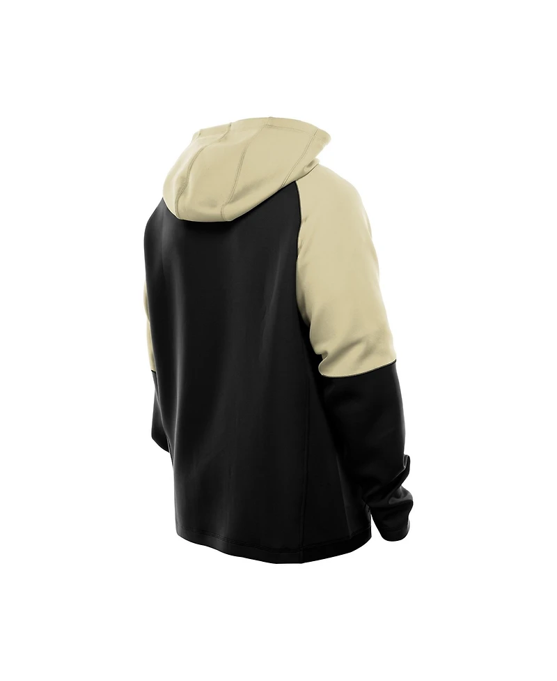 New Era Men's Black Orleans Saints Combine Authentic Color Block Raglan Pullover Hoodie