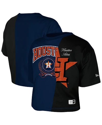 New Era Women's Houston Astros Color Block Boxy Cropped T-Shirt