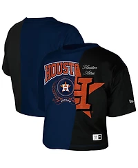 New Era Women's Houston Astros Color Block Boxy Cropped T-Shirt