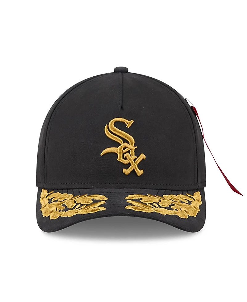 New Era x Alpha Industries Men's Black Chicago White Sox A-Frame 9FORTY Adjustable Hat