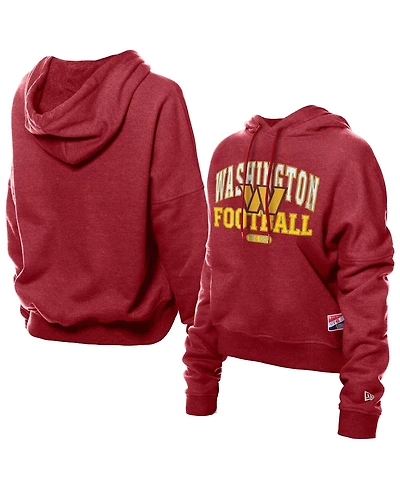 New Era Women's Washington Commanders Throwback Boxy Long-Sleeve Hoodie Sweatshirt