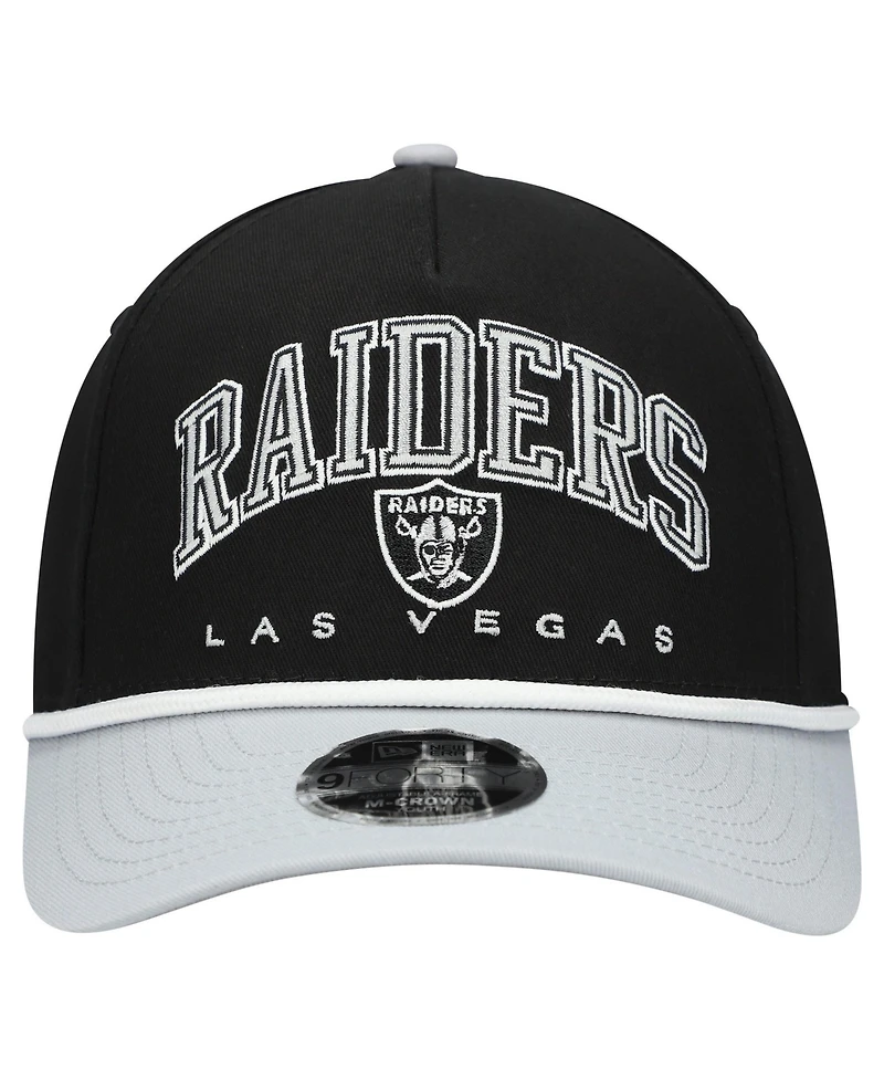 New Era Big Boys and Girls Black/Silver Las Vegas Raiders Arch Coolera 9FORTY A-Frame Adjustable Hat