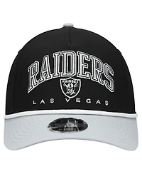 New Era Big Boys and Girls Black/Silver Las Vegas Raiders Arch Coolera 9FORTY A-Frame Adjustable Hat