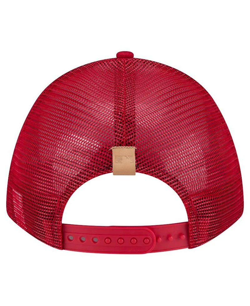 New Era Men's Stone/Red St. Louis Cardinals Text A-Frame Trucker 9FORTY Hat