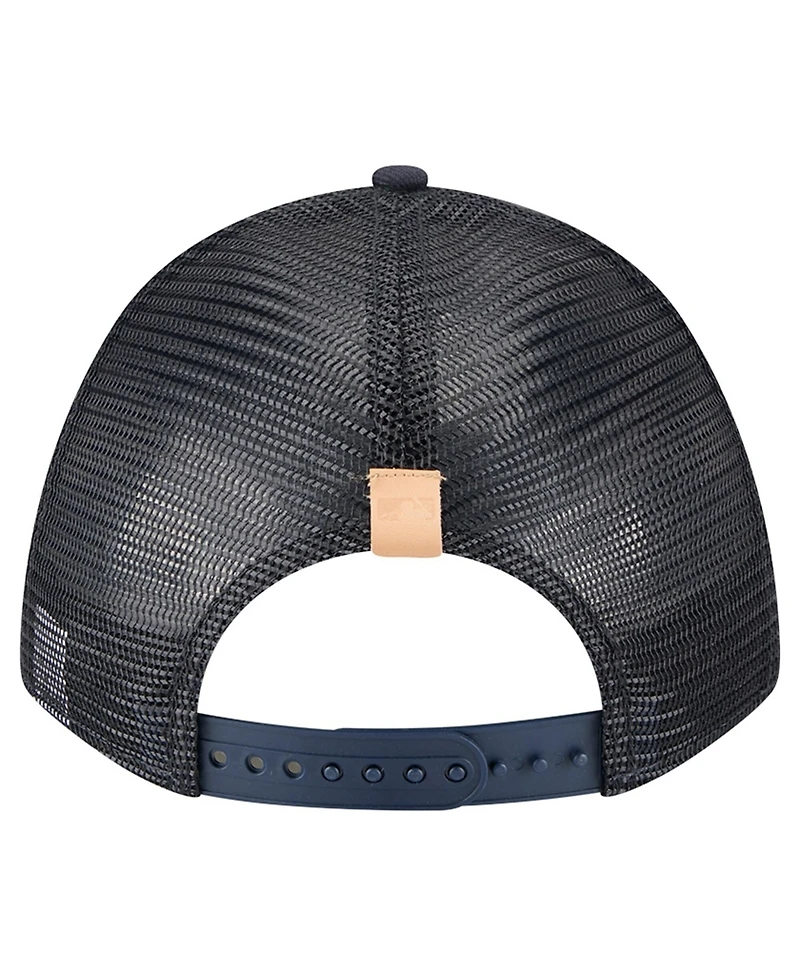 New Era Men's Stone/Navy Houston Astros Text A-Frame Trucker 9FORTY Hat