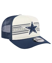 New Era Big Boys and Girls Cream/Navy Dallas Cowboys Banner A-Frame 9FIFTY Trucker Snapback Hat
