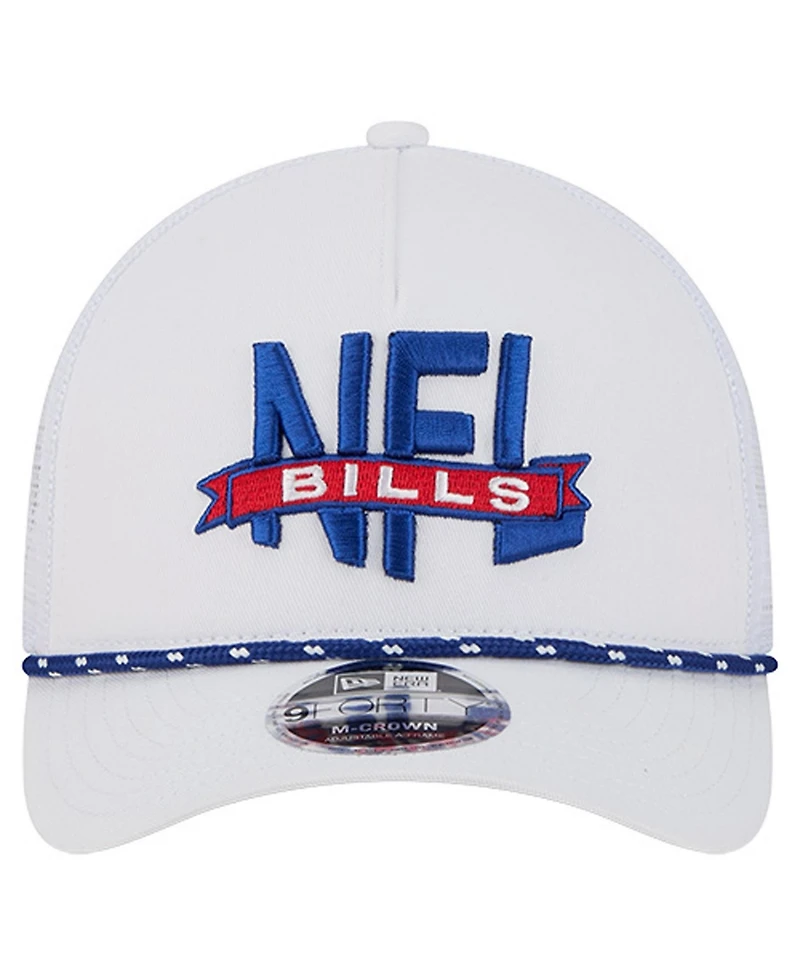 New Era Men's White Buffalo Bills Nfl 9FORTY A-Frame M-Crown Adjustable Trucker Hat