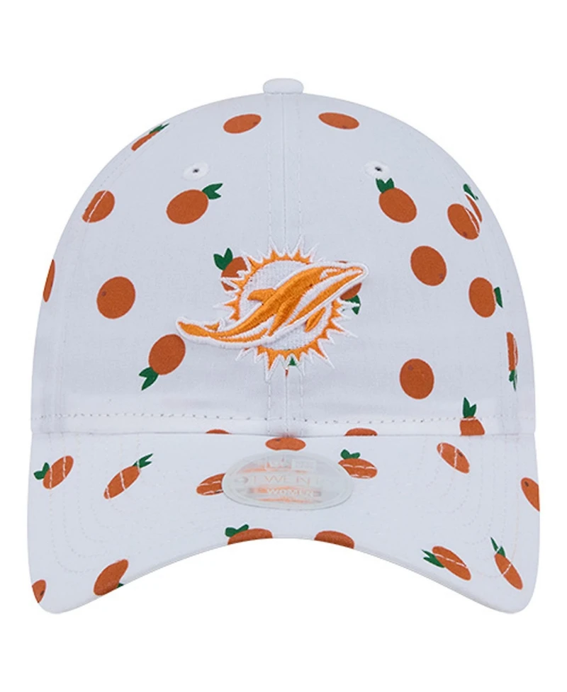 New Era Women's White Miami Dolphins Fruit Pattern 9TWENTY Adjustable Hat