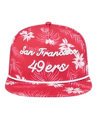 New Era Men's Scarlet San Francisco 49ers Palm Print A-Frame 9FIFTY Snapback Hat