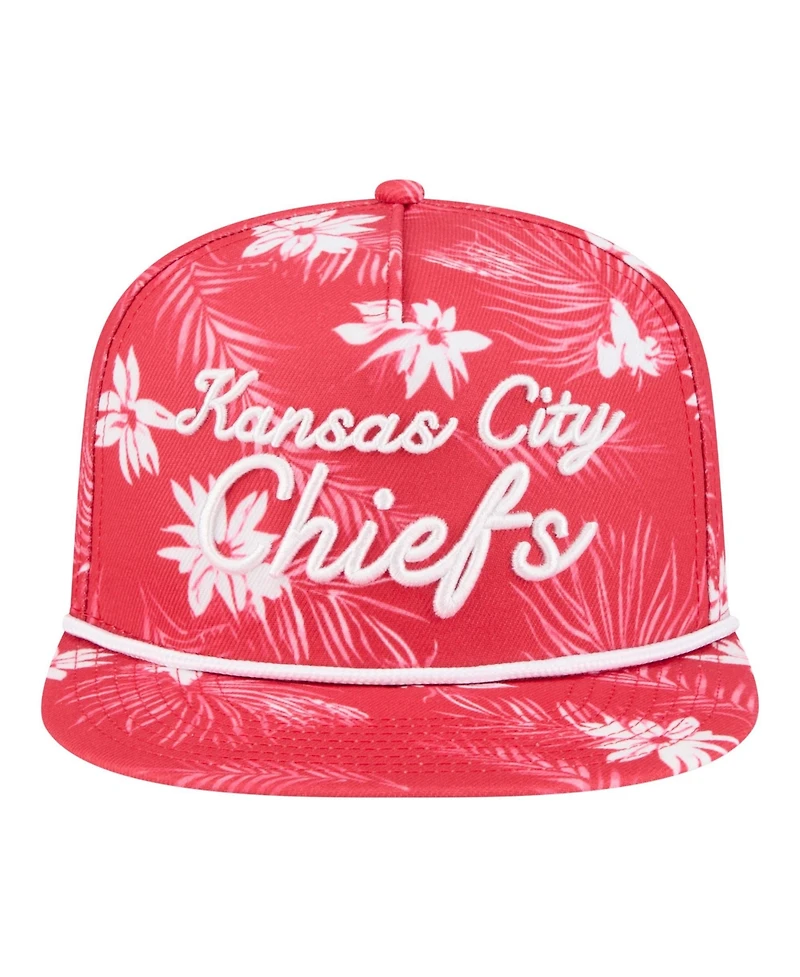 New Era Men's Red Kansas City Chiefs Palm Print A-Frame 9FIFTY Snapback Hat