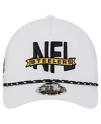 New Era Men's White Pittsburgh Steelers Nfl 9FORTY A-Frame M-Crown Adjustable Trucker Hat