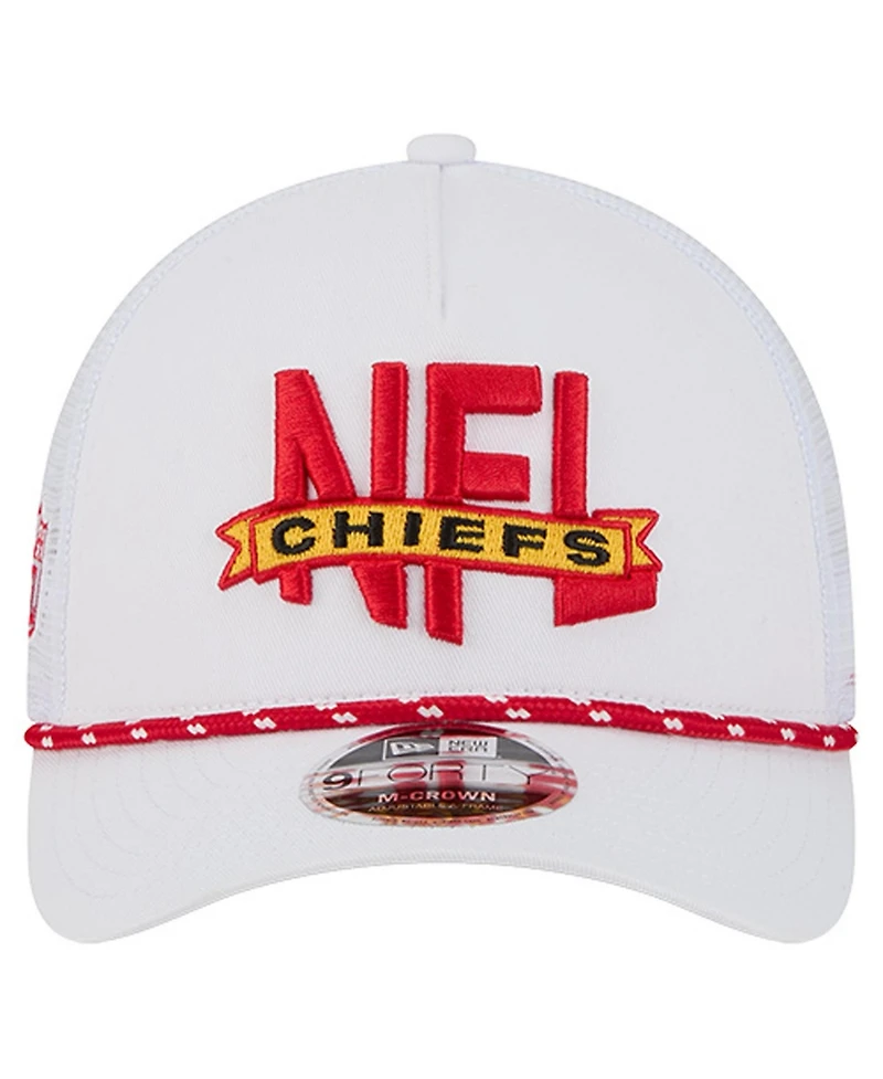 New Era Men's White Kansas City Chiefs Nfl 9FORTY A-Frame M-Crown Adjustable Trucker Hat