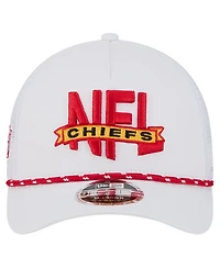 New Era Men's White Kansas City Chiefs Nfl 9FORTY A-Frame M-Crown Adjustable Trucker Hat