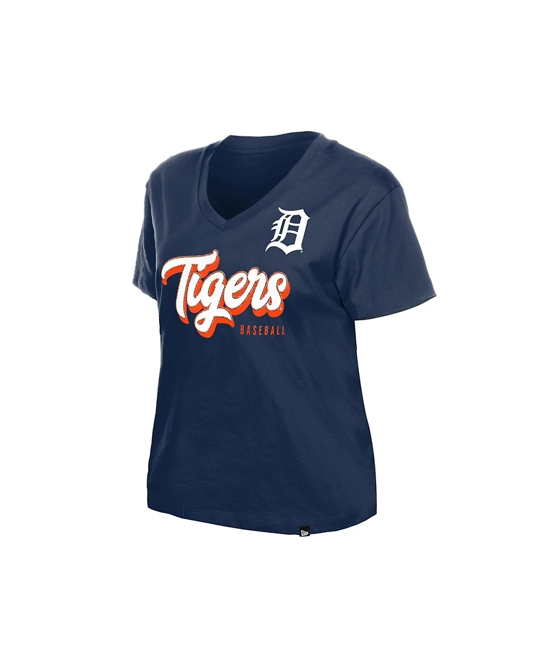 New Era Women's Detroit Tigers V-Neck Short-Sleeve Cotton T-Shirt