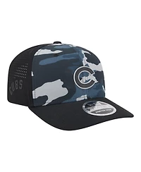 New Era Men's Black Chicago Cubs Tonal Camo 9SEVENTY Stretch-Snap Hat