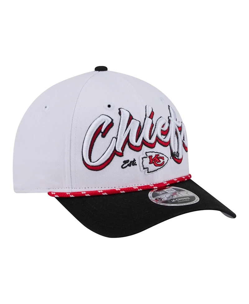 New Era Men's White Kansas City Chiefs Team Loyal A-Frame 9FORTY Adjustable Hat