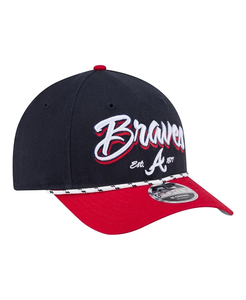 New Era Men's Navy/Red Atlanta Braves Team Loyal 9FORTY M-Crown Adjustable Hat
