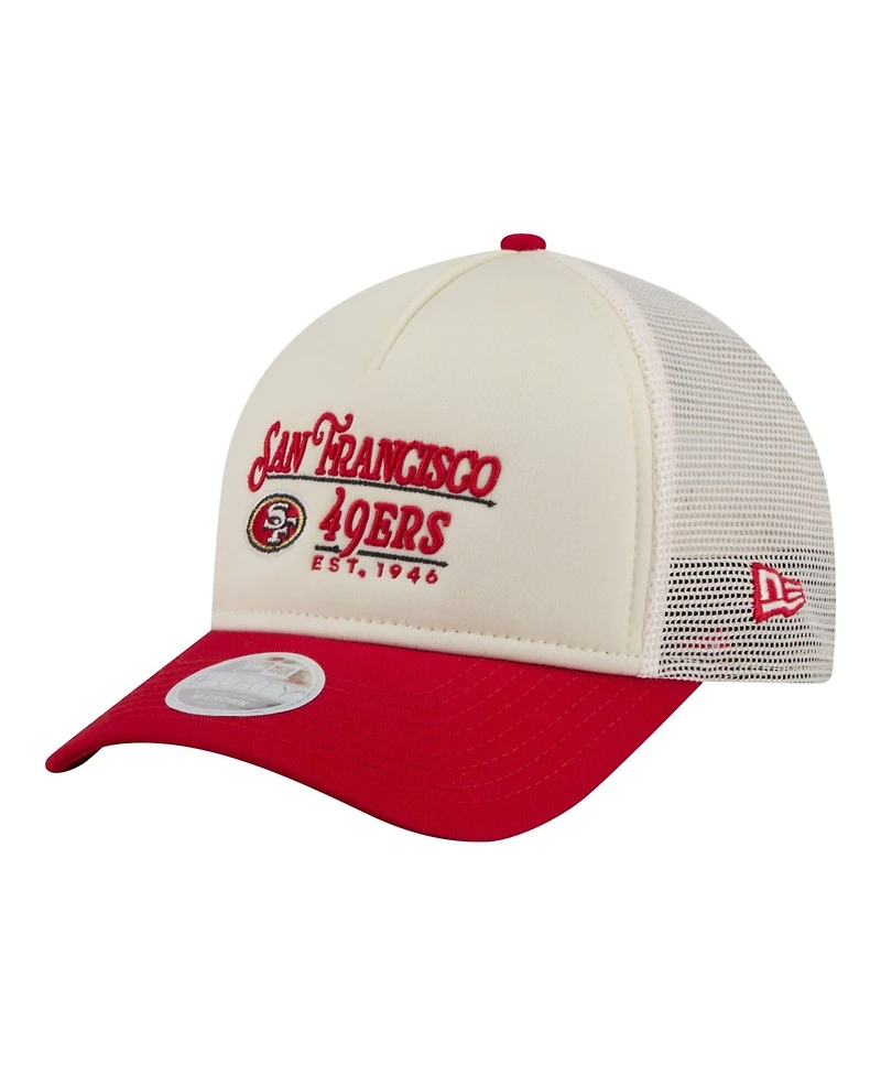 New Era Women's White/Scarlet San Francisco 49ers Retro A-Frame 9FORTY Adjustable Hat