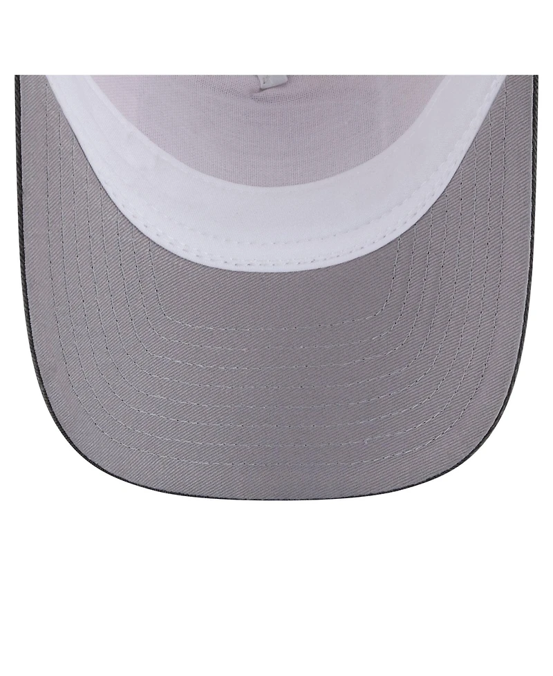 New Era Men's Light Beige/Black Houston Astros Frayed M-Crown A-Frame 9FORTY Trucker Adjustable Hat
